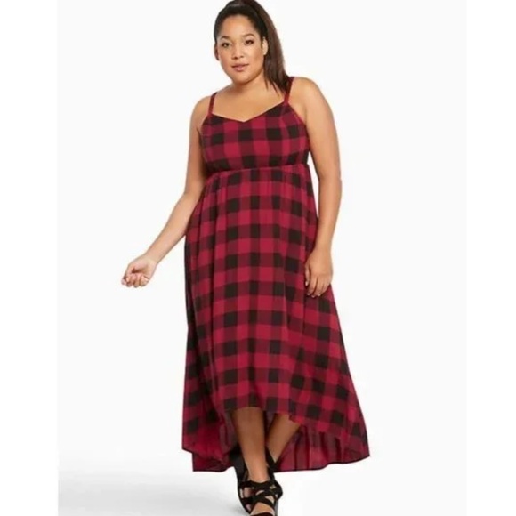 Torrid | Plaid Challis High Low Dress - Picture 7 of 7